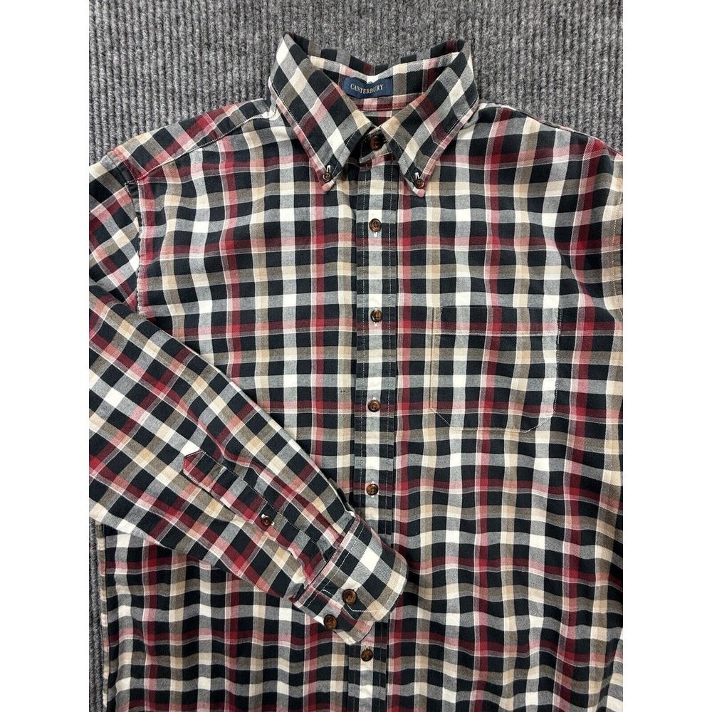 Pendleton Shirt Men's Medium Red Plaid Canterbury Cloth Wool Blend Button Up
